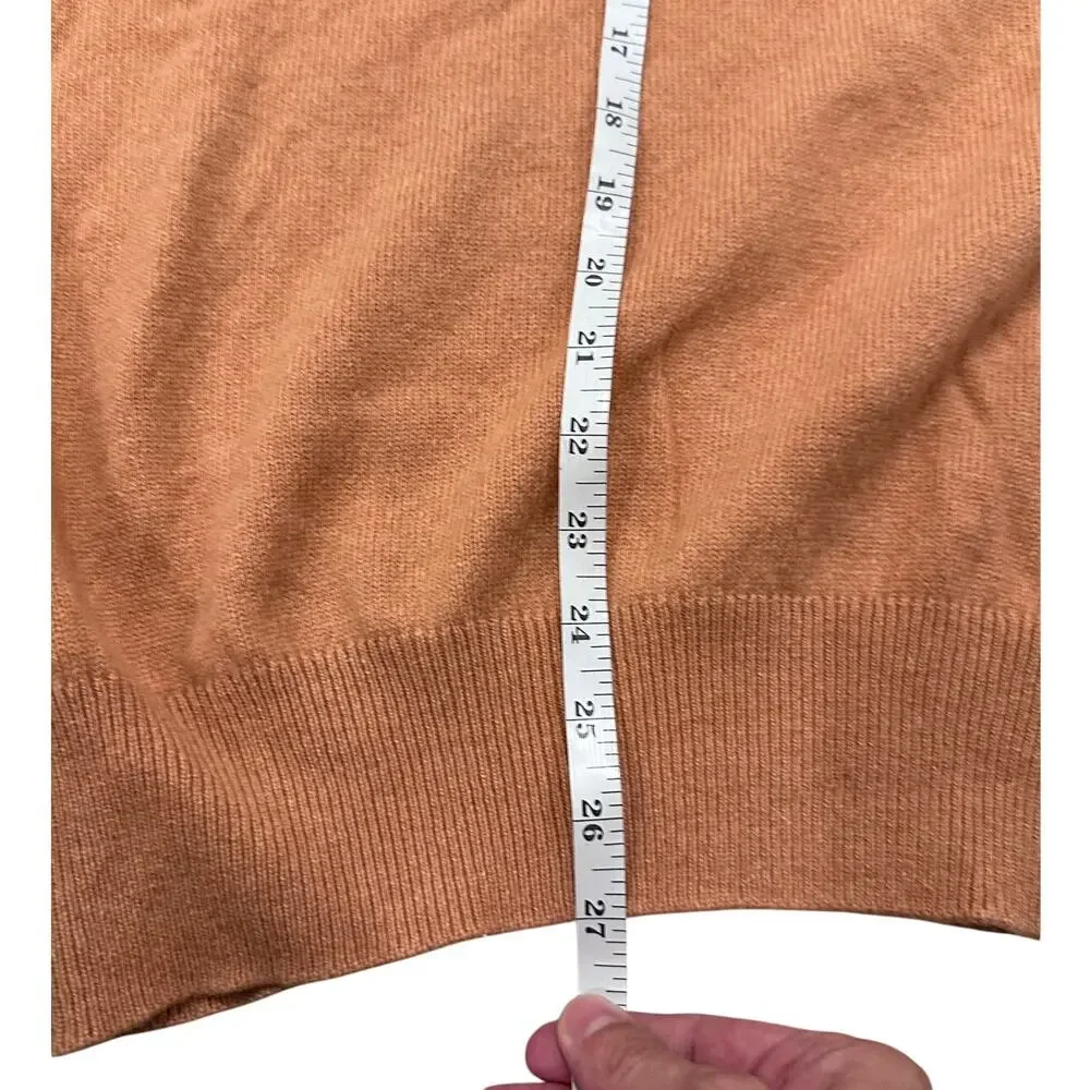 Vintage I. Magnin Men's 100% Cashmere V-Neck Pullover Sweater Faded Orange, L